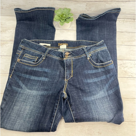 Y2K Decree Flare Dark Blue Jeans Size 15 Low Waist Bootcut Flare Stretch - Picture 8 of 12